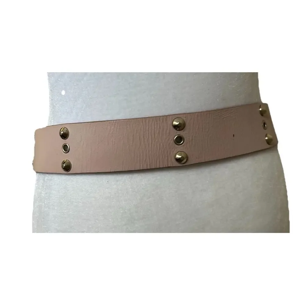 Vintage Y2K Pink Belt Leather Studded Chunky Heavy Holes Punk 90s Women S Retro